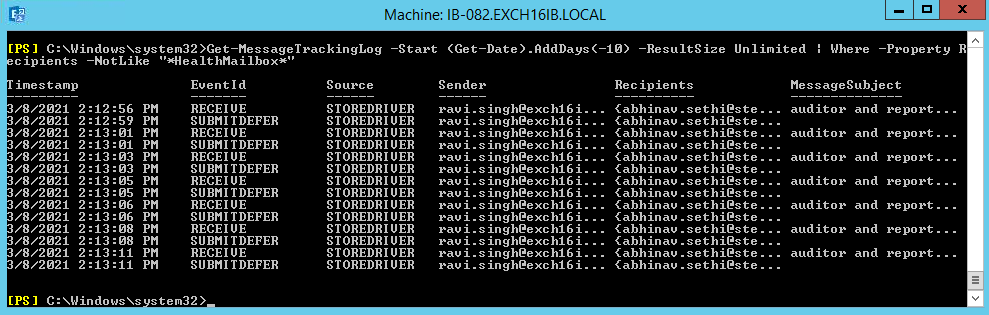 运行不同的Get MessageTrackingLog Cmdlet