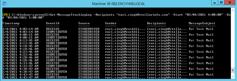 运行Get MessageTrackingLog Cmdlet