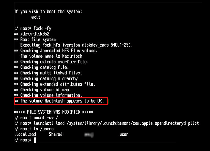 fsck volume OK