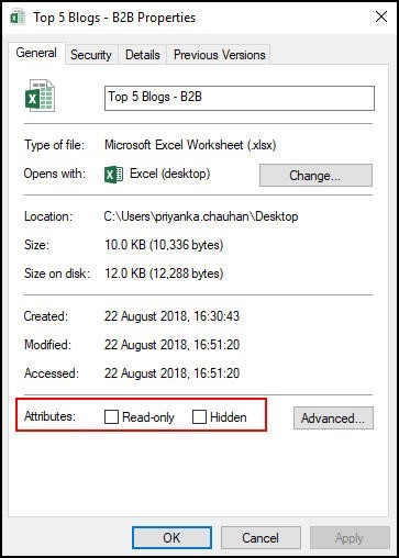 说明Excel XLSX文档中的“只读”属性