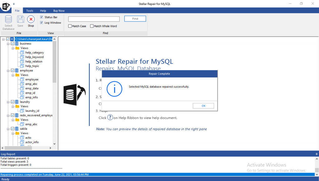 选择Mysql数据库修复消息
