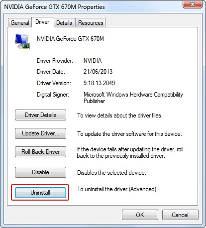 删除the driver software for this device