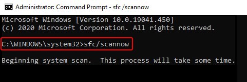 执行SFC scannow命令