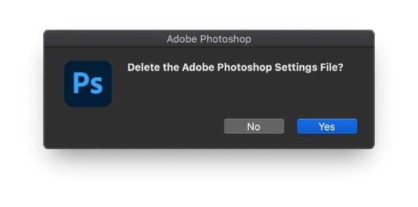 删除设置重置Photoshop