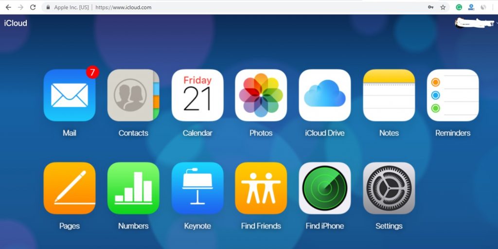 iCloud.com窗口