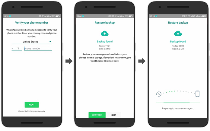 Trasferimento del backup di WhatsApp