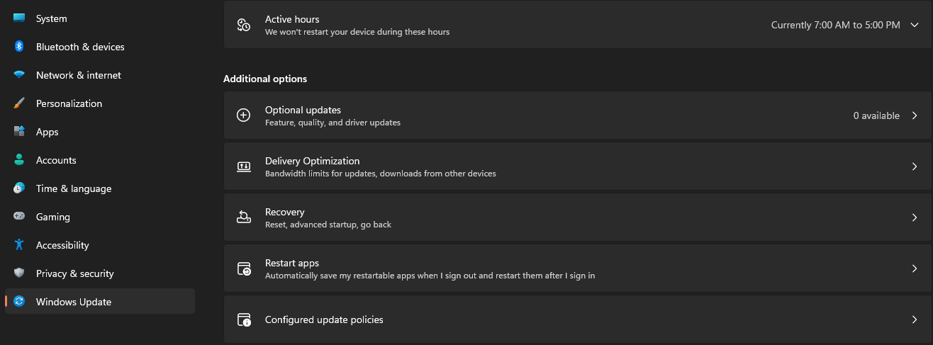 Windows更新部分