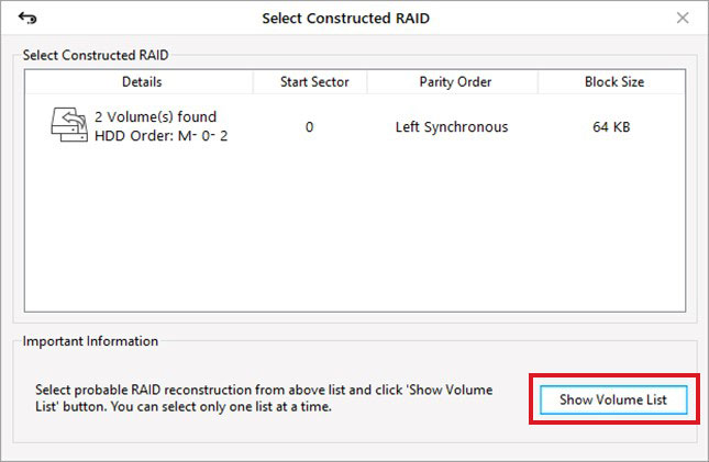select-show-volume-list
