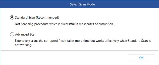 Chosing the option of scanning database in Software Interface