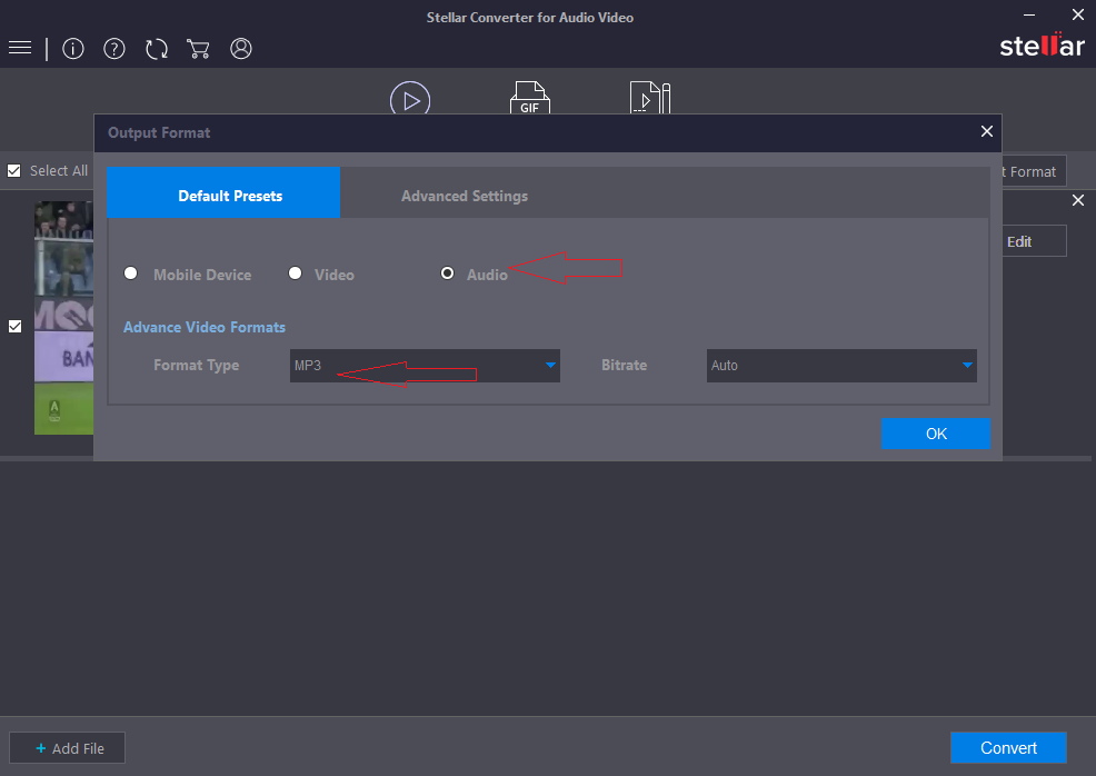 Stellar converter for audio video - convert mp3