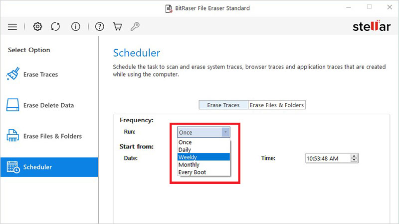 select frequency from drop-down list
