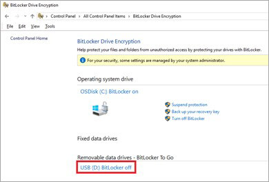 在可移动数据驱动器- bitlocker下选择外部硬盘驱动器