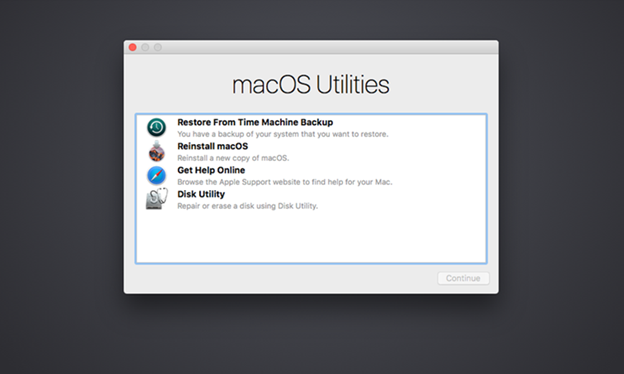 macOS实用程序窗口以macOS恢复模式打开