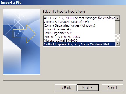 选择Outlook Express