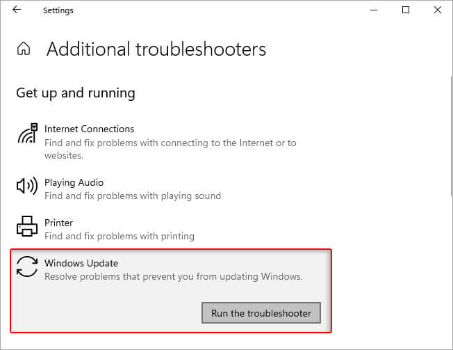 运行Windows update疑难解答