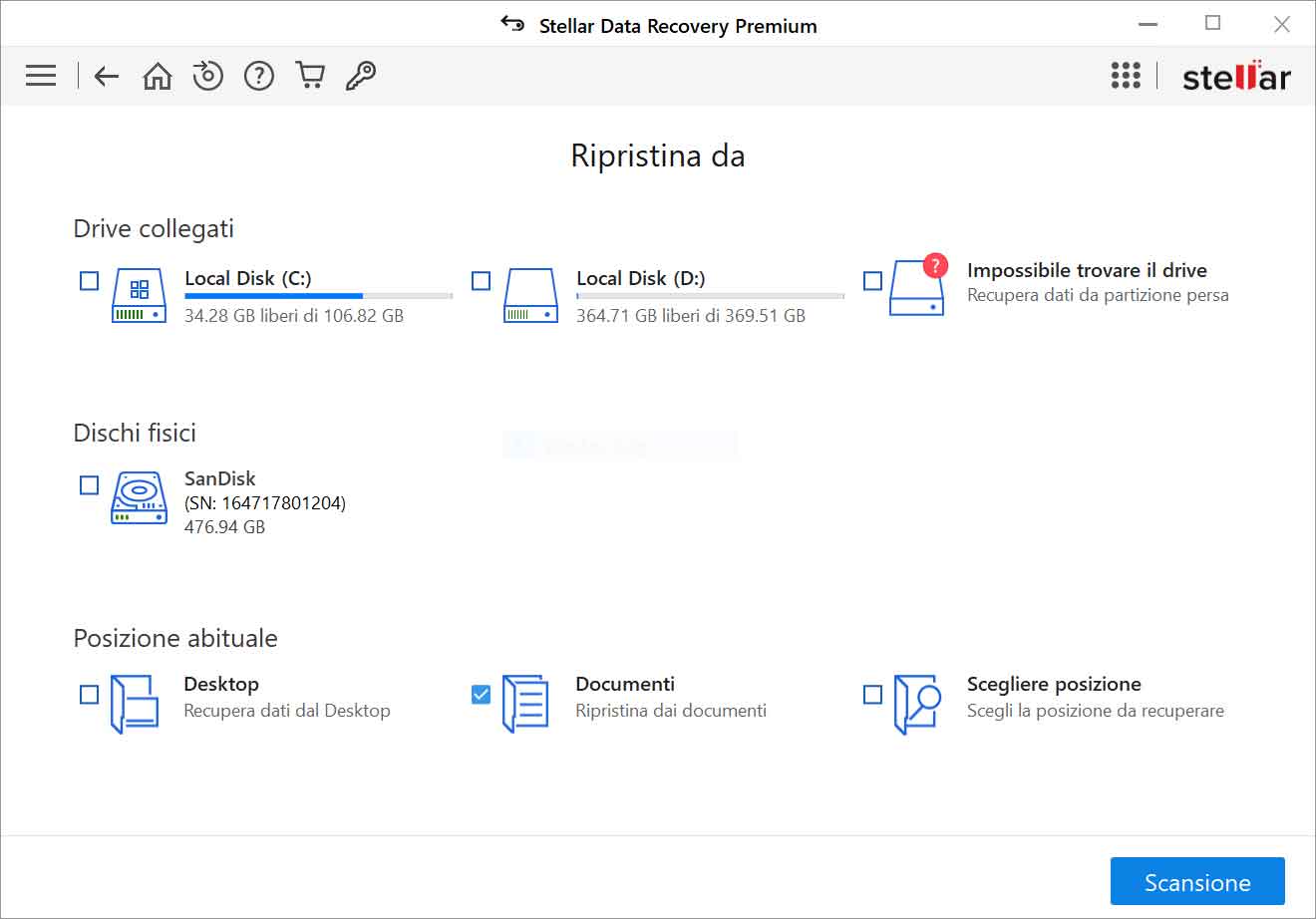 Seleziona posizione