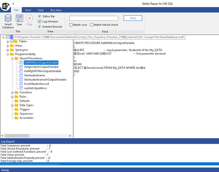 Preview of Stored Procedures