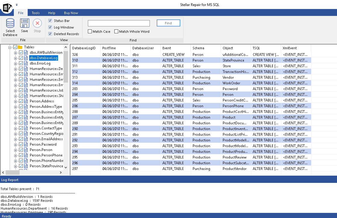 Preview of Tables