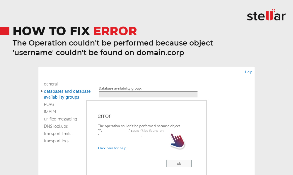 如何修复错误-无法执行操作，因为在domain.corp上找不到对象“username”