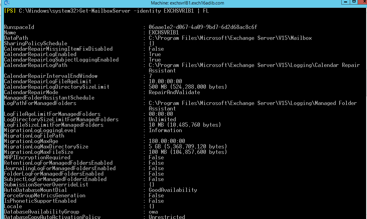 Get-MailboxServer -Identity fl Switch命令