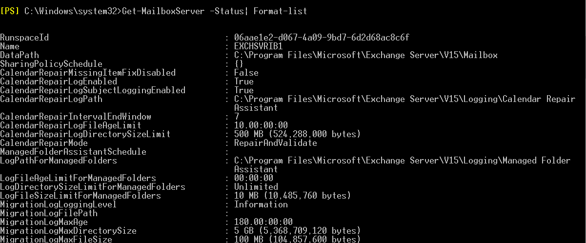 Get-MailboxServer地位