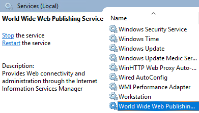 Restart the service button
