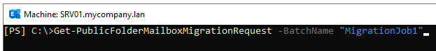 Get-PublicFolderMailboxMigrationRequest -BatchName