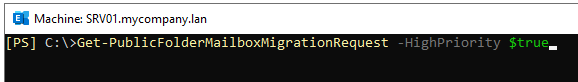 Get-PublicFolderMailboxMigrationRequest -HighPriority