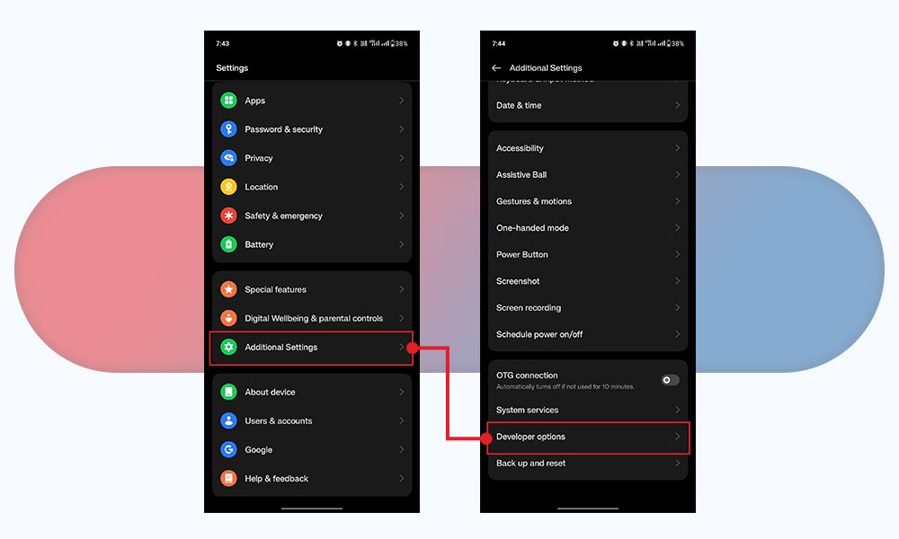 去我gs > Additional Settings > developer Option in OnePlus to enable USB debugging