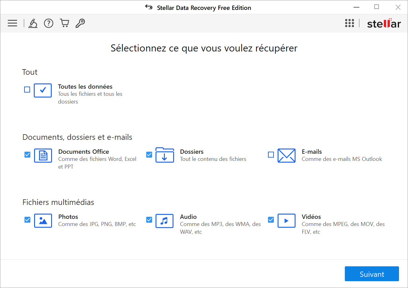 Sélectionnez le型de fichier