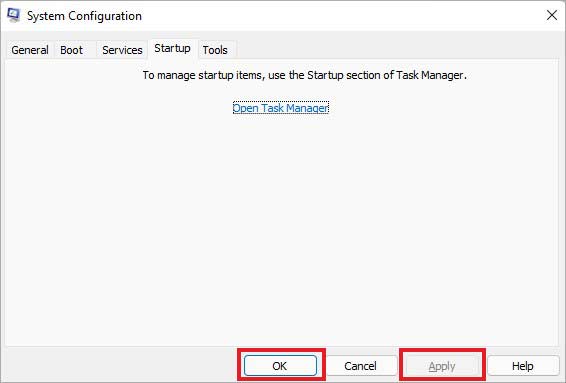 click on ok and apply and perform clean boot on your windows 11 pc