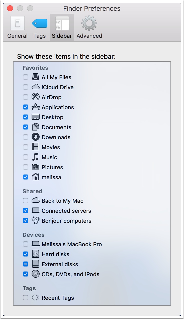 Barra侧向nelle优先di Finder su Mac