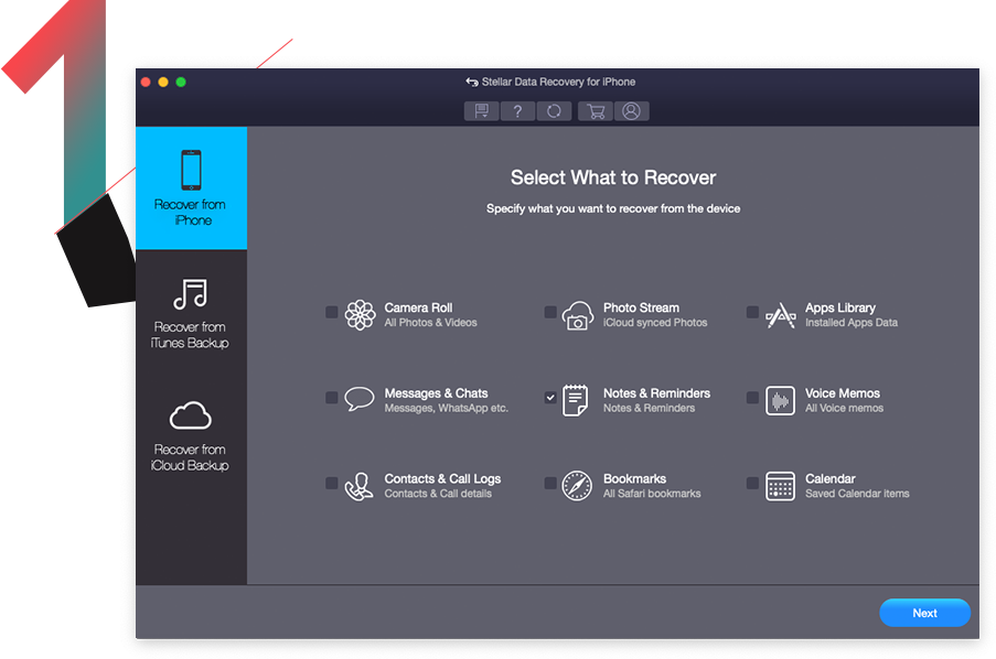 选择要从设备恢复的内容
