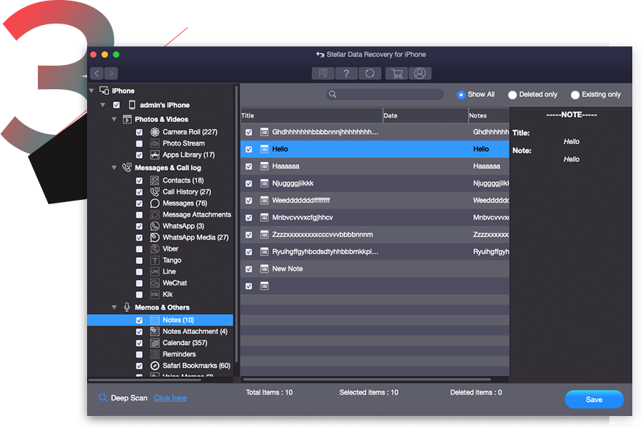预览保存恢复的数据