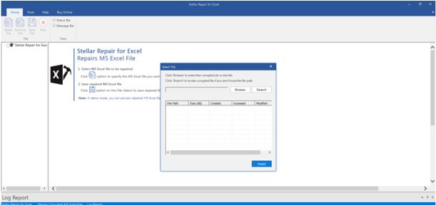 选择损坏的Excel文件在恒星修复Excel