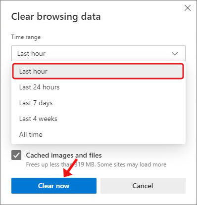 清除Microsoft edge浏览器缓存