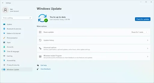 检查windows更新