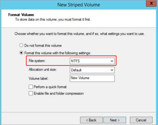 选择“NTFS”文件系统