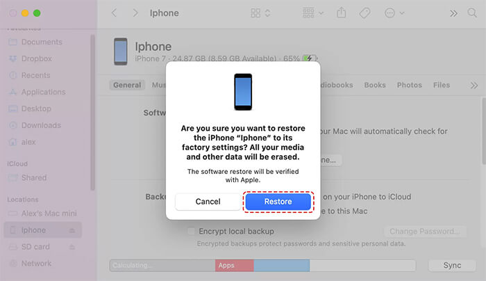 使用Finder -3恢复IPhone中删除的图像