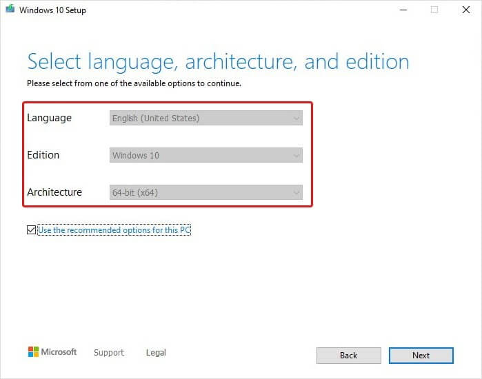 choose language, architecture and edition