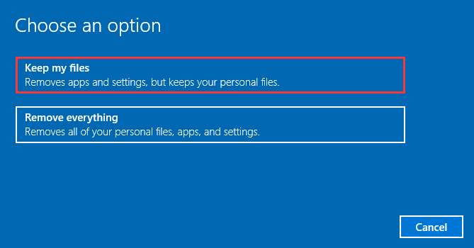 keep my files option