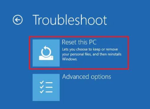 reset this pc