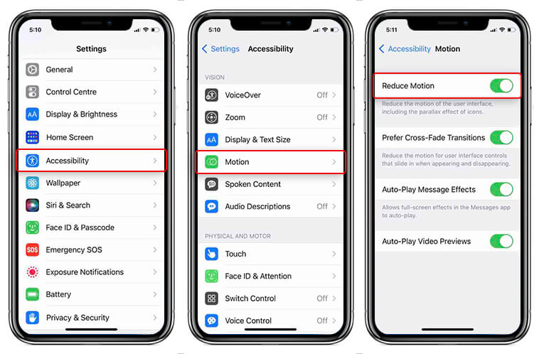 在iPhone中启用减少运动