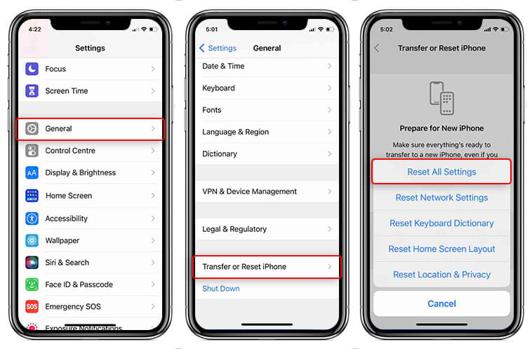 重置iPhone中的所有设置