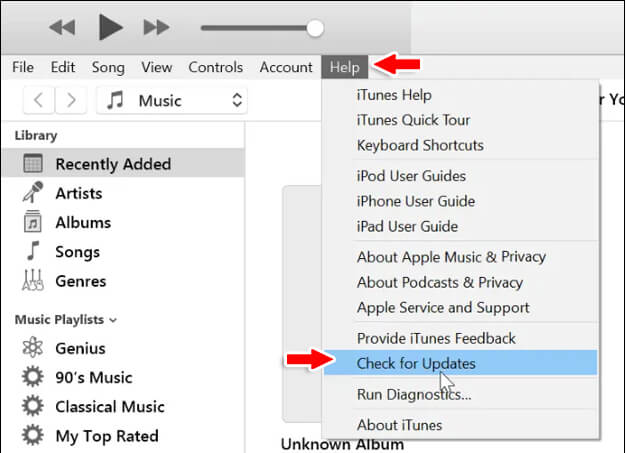 检查iTunes中的更新