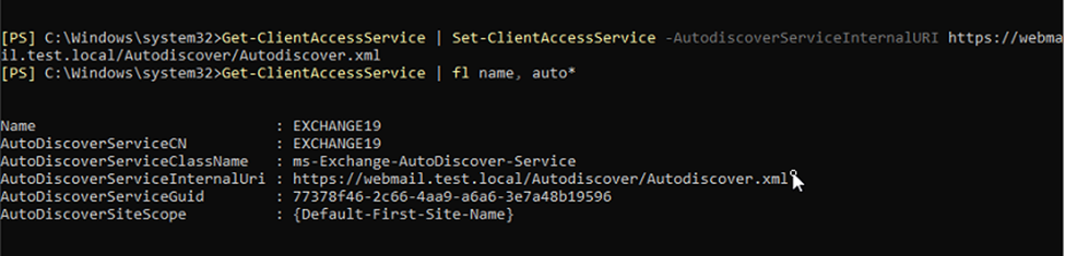 验证autodiscoverServiceInternalUri