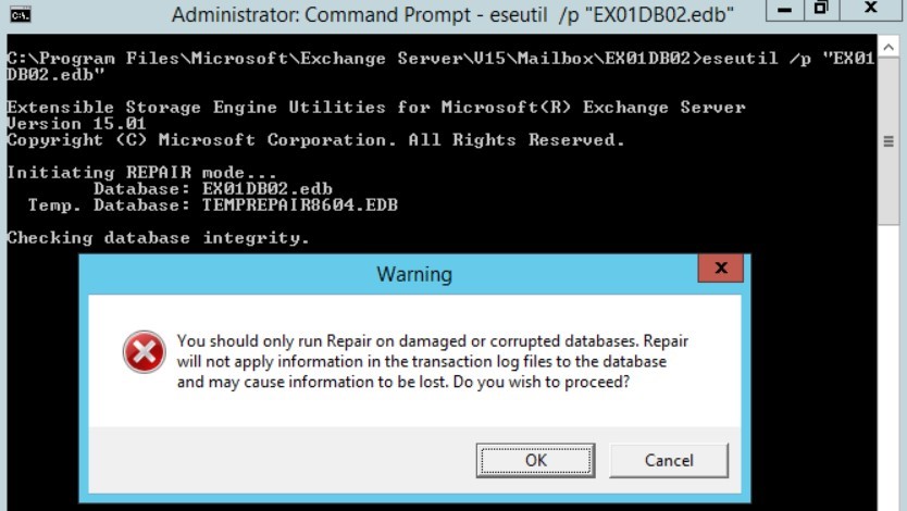 click ok to confirm hard recovery and data loss