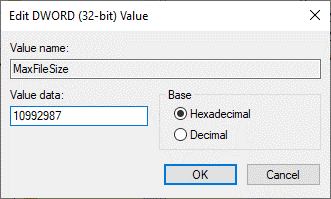 以字节为单位输入sie值