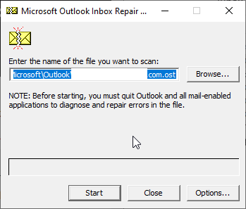 choose the ost file for repair