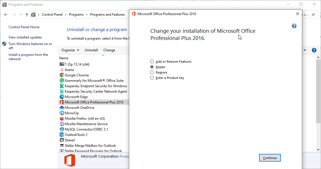 choose the repair option
